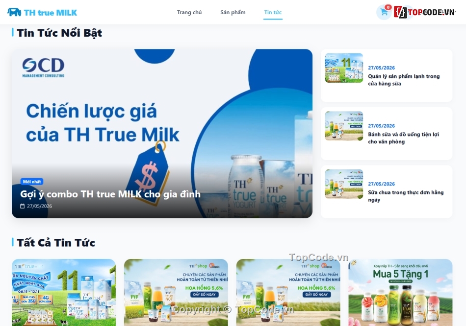 Website bán hàng sản phẩm,th,sữa th